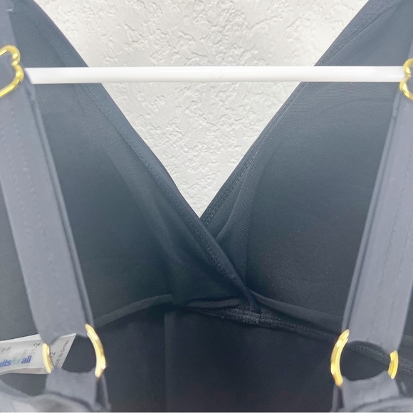 Swimsuits For All Sarong Front Black One Piece Size 12 NWT - Picture 3 of 9